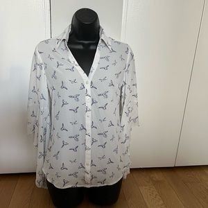 Express Slim Portofino Shirt | Bird Pattern | Size XS